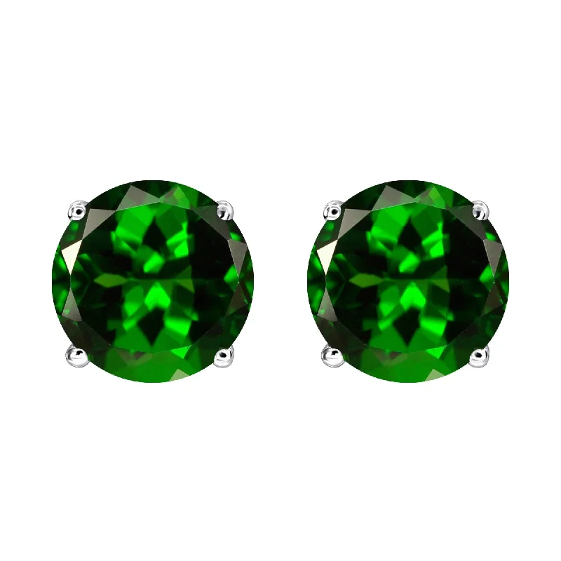 Sterling Silver with Natural Chrome Diopside Stud Earring