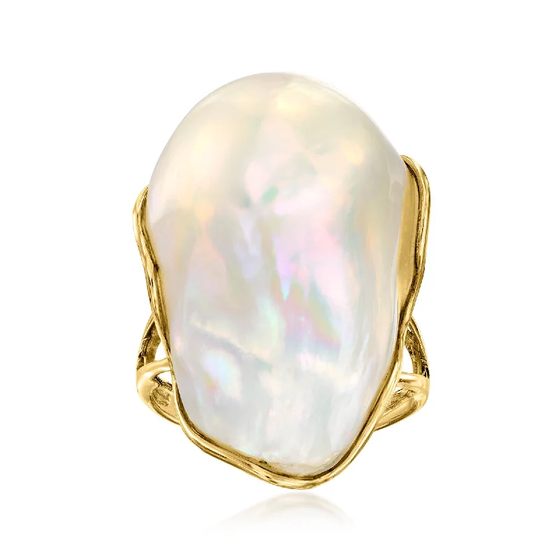 Ross-Simons 25x17mm Cultured Baroque Pearl Ring in 14kt Yellow Gold