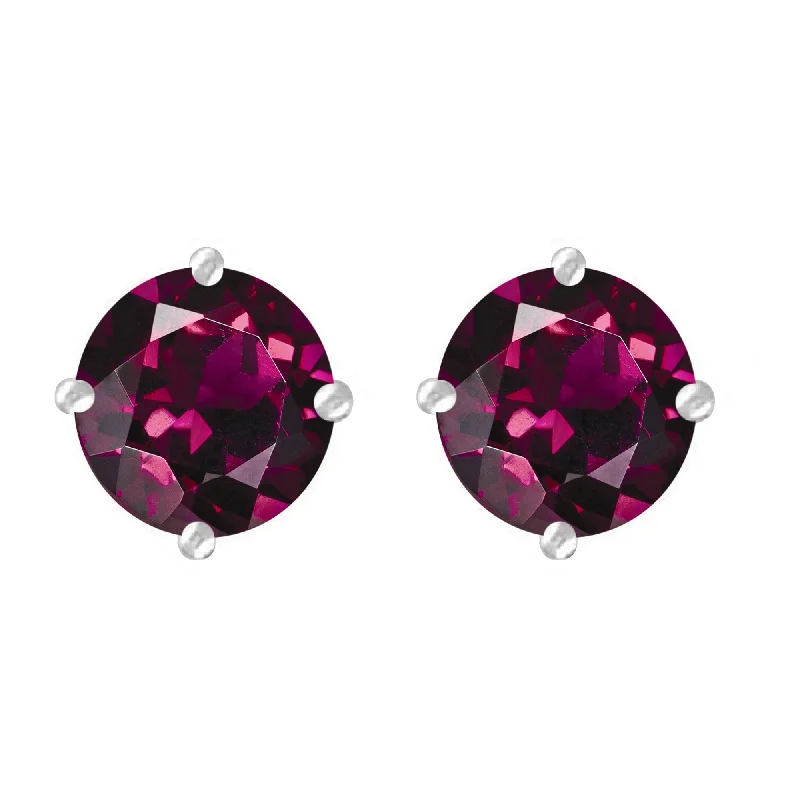 Sterling Silver with Rhodolite Garnet Stud Earring