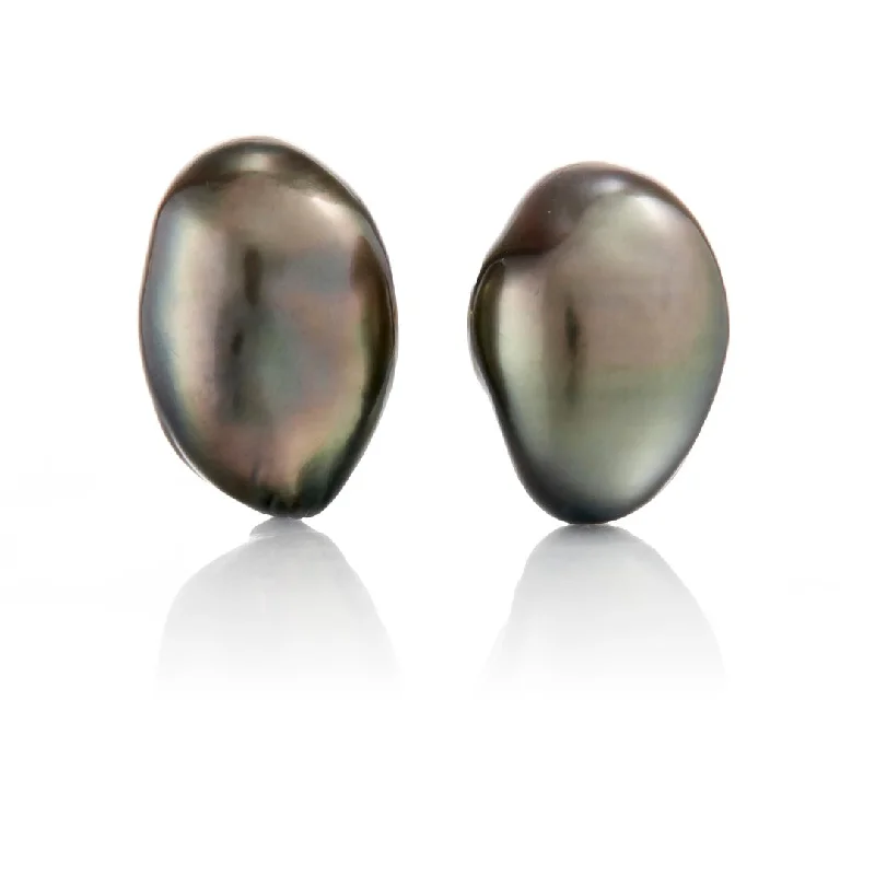 15mm Gray Keshi Tahitian Pearl Earrings