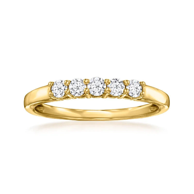 Ross-Simons Lab-Grown Diamond 5-Stone Ring in 18kt Gold Over Sterling