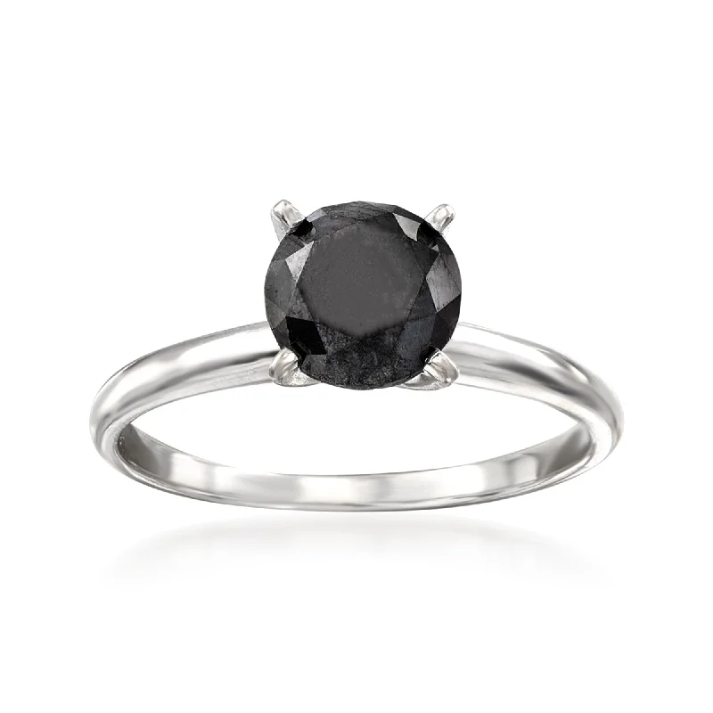 Ross-Simons Black Diamond Solitaire Ring in 14kt White Gold