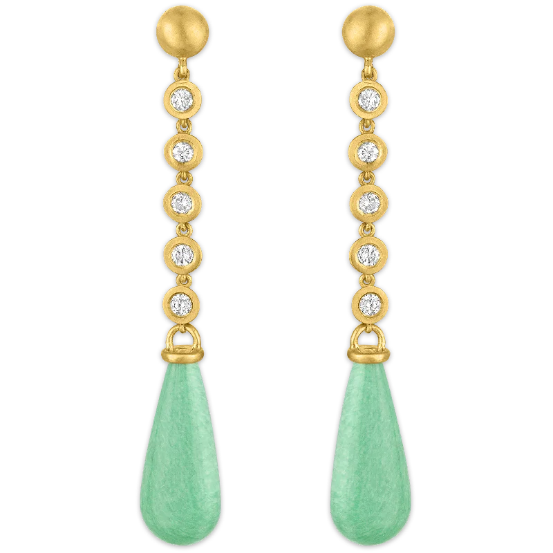 Five Diamond and Variscite Chime Earrings