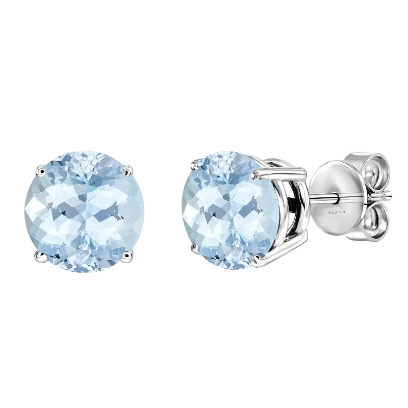 V3 Jewelry 1.5ct Natural Aquamarine Sterling Silver Women Stud Earring