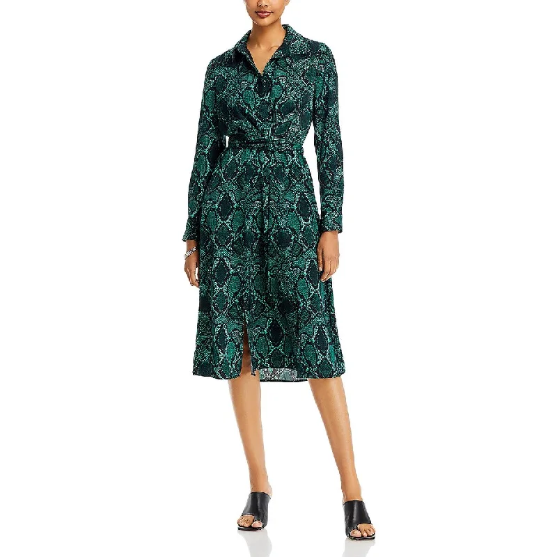 Kobi Halperin Womens Marina Snake Print Midi Shirtdress