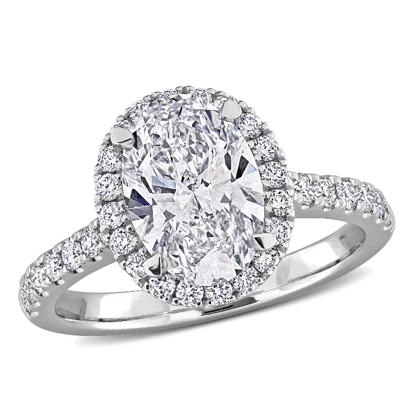 Created Forever by Miadora 2 3/5 Oval Round-Cut Lab-Grown Diamond Halo Engagement Ring in 14k White Gold