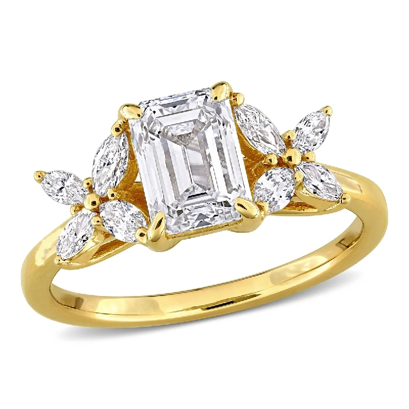 Created Forever by Miadora 1 7/8ct TW Emerald Marquise-Cut Lab-Grown Diamond Engagement Ring in 14k Yellow Gold