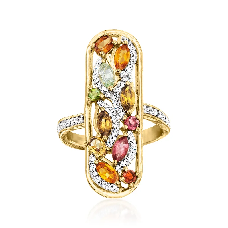 Ross-Simons Multicolored Tourmaline Ring With . White Topaz in 18kt Gold Over Sterling