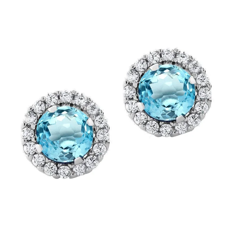 Sterling Silver with Natural Sky Blue Topaz and White Topaz Earring