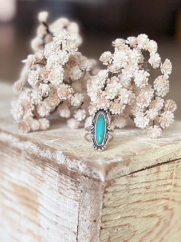 Vintage Inspired Turquoise Stone Adjustable Ring