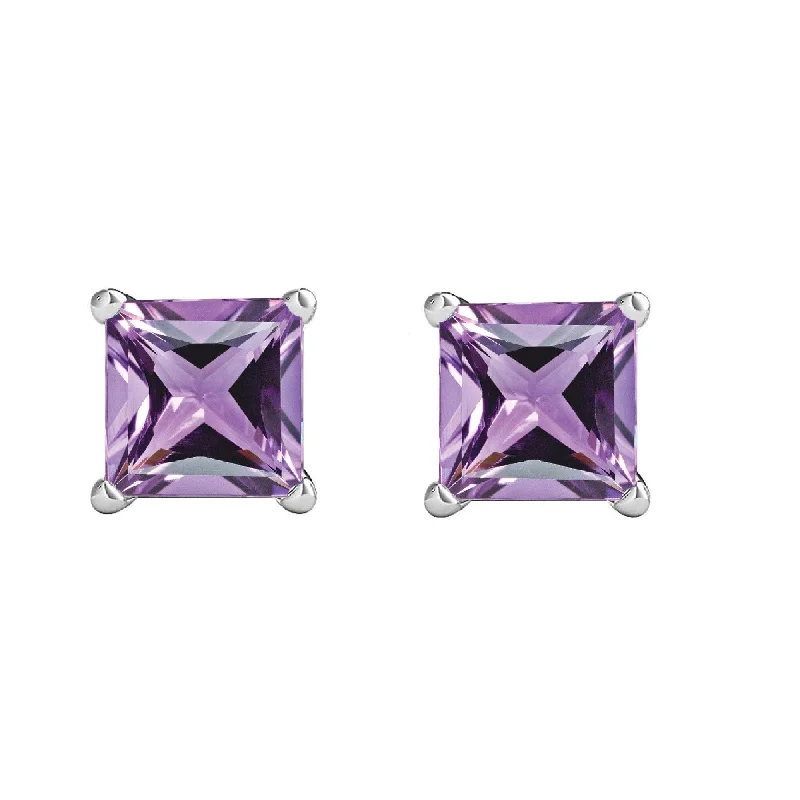 Sterling Silver with Natural Amethyst Stud Earring