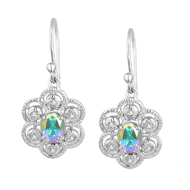 Sterling Silver with Mercury Opal Topaz and Natural White Topaz Dangle Earring