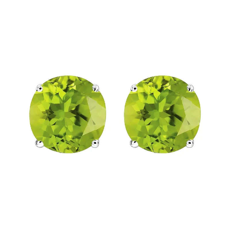 Sterling Silver with Natural Peridot Stud Earring