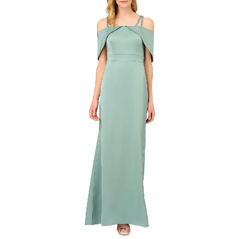 Aidan Mattox Womens Satin Embellished Evening Dress