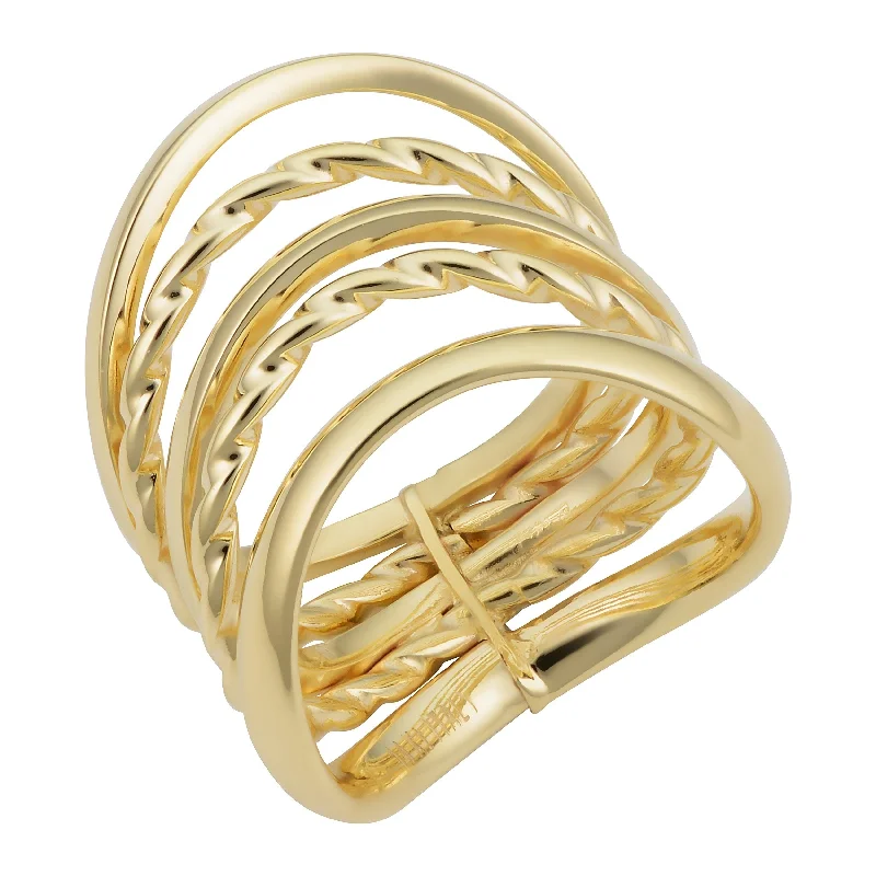 14k Yellow Gold Five-row Wave Ring