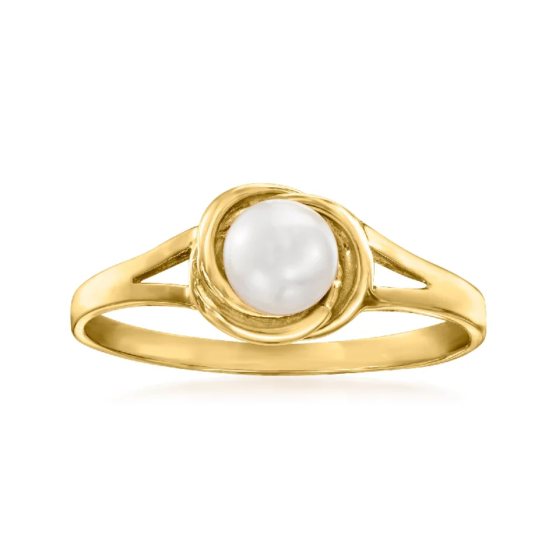 RS Pure by Ross-Simons 4.5-5mm Cultured Pearl Ring in 14kt Yellow Gold