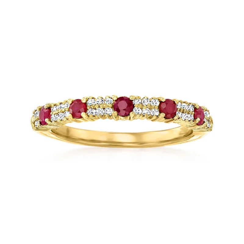 Ross-Simons Ruby and . Diamond Ring in 18kt Yellow Gold