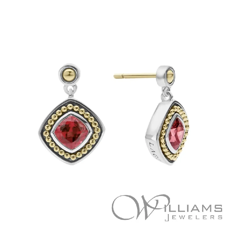 Lagos Caviar Color Sterling & 18k Garnet Earrings