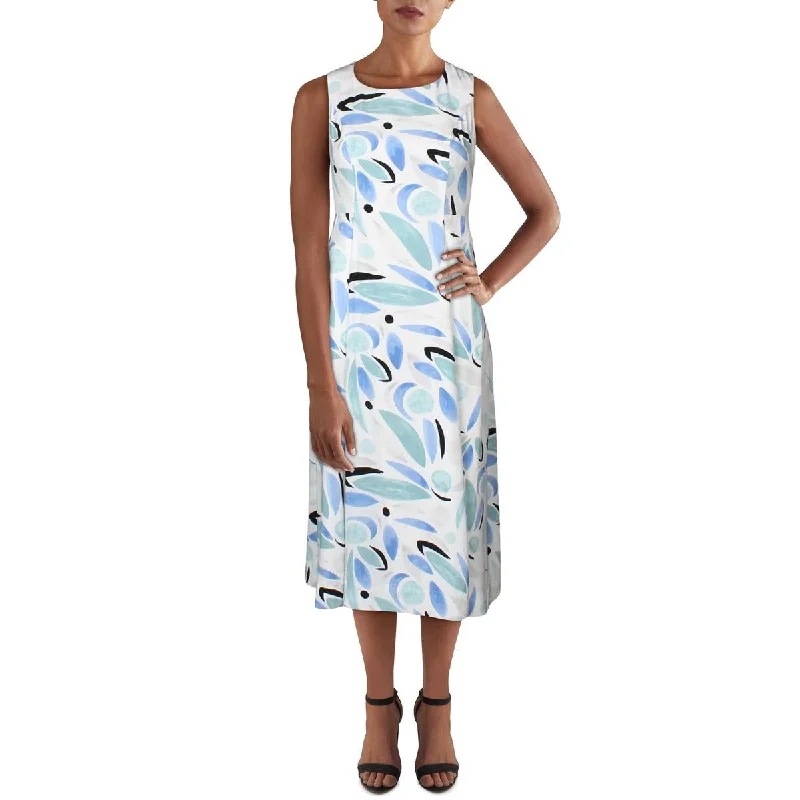 Alfani Womens Printed Midi Fit & Flare Dress