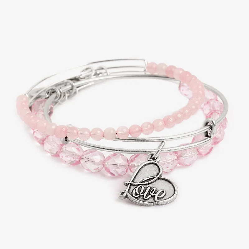 Spring 'Love' Charm Bangle, Set of 3