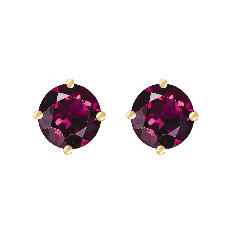 Gold Over Sterling Silver with Natural Rhodolite Garnet Stud Earring