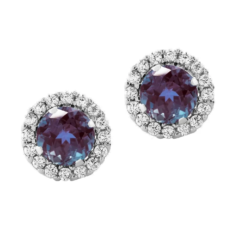 Sterling Silver with Color Changing Alexandrite & White Topaz Earring