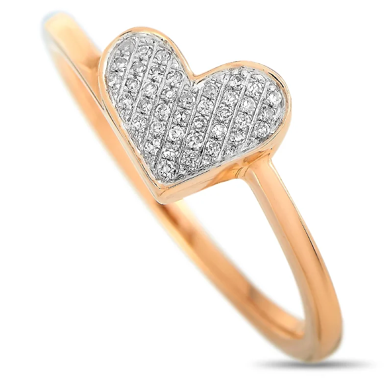 LB Exclusive 14K Rose Gold 0.09 ct Diamond Heart Ring