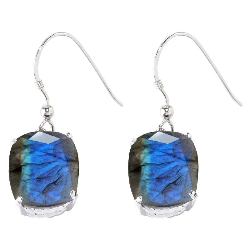 Sterling Silver with Natural Blue Labradorite Dangle Earring