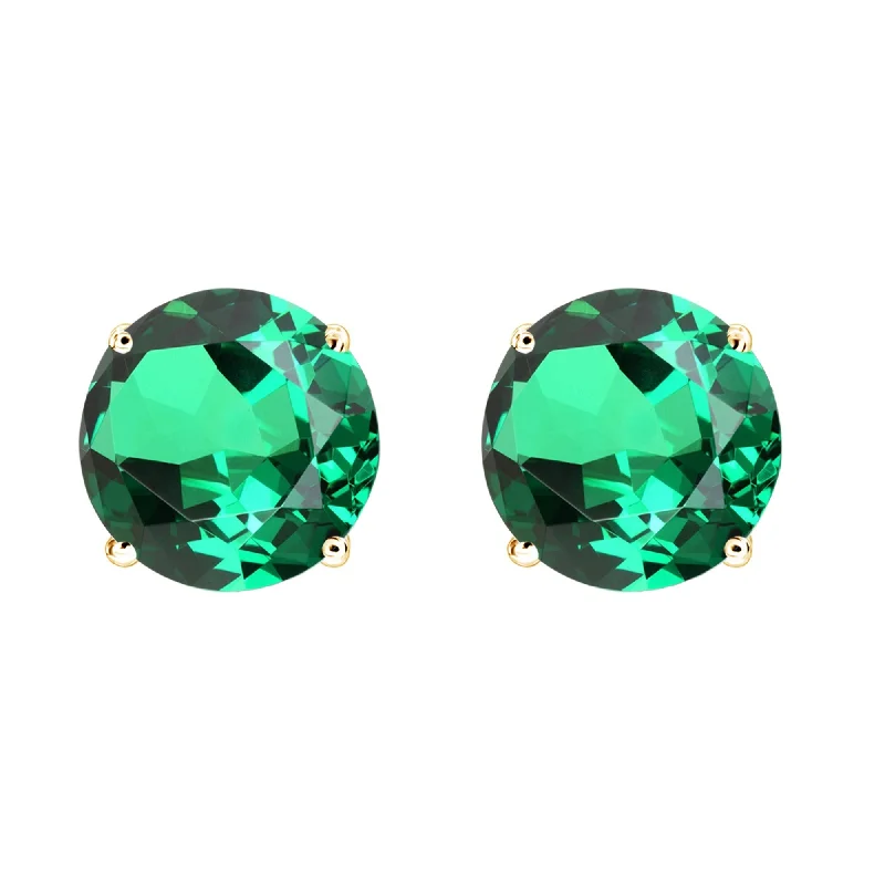 Gold Over Sterling Silver with Emerald Stud Earring