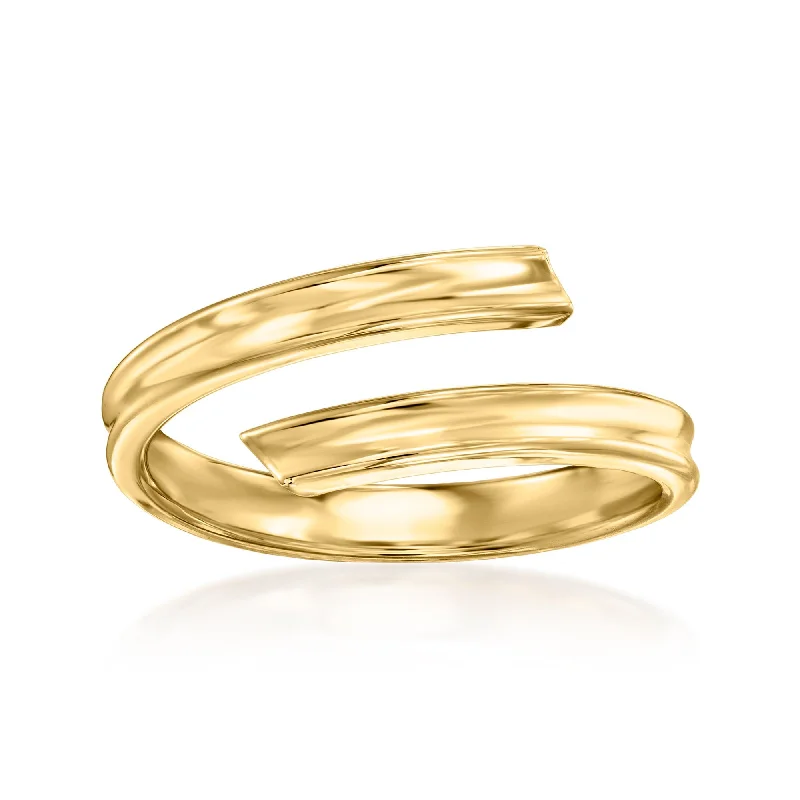 Ross-Simons Italian 14kt Yellow Gold Grooved Bypass Ring