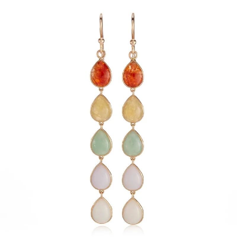 Rainbow Jade Multi-Teardrop Earrings