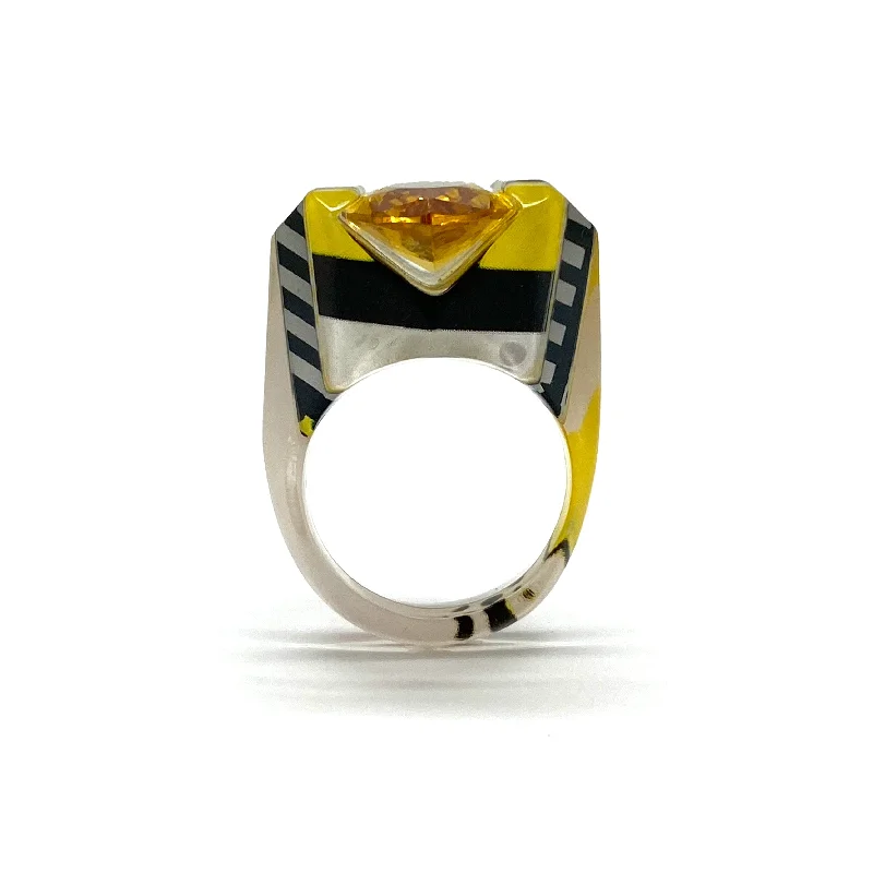 Pop Art Citrine Sculpted Cocktail Ring