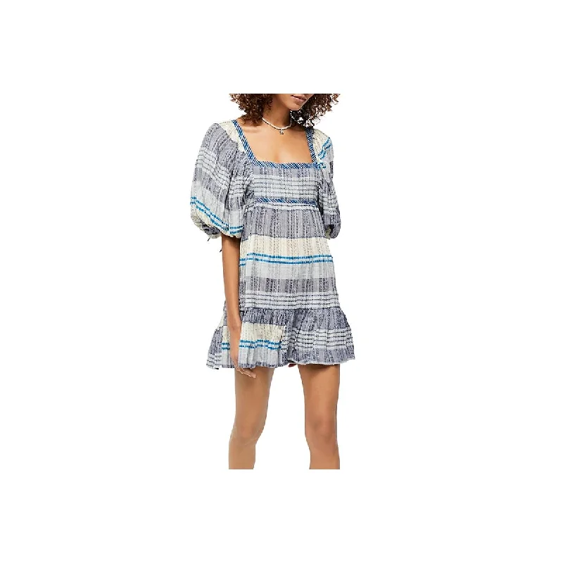 Free People Womens Striped Cozy Mini Dress