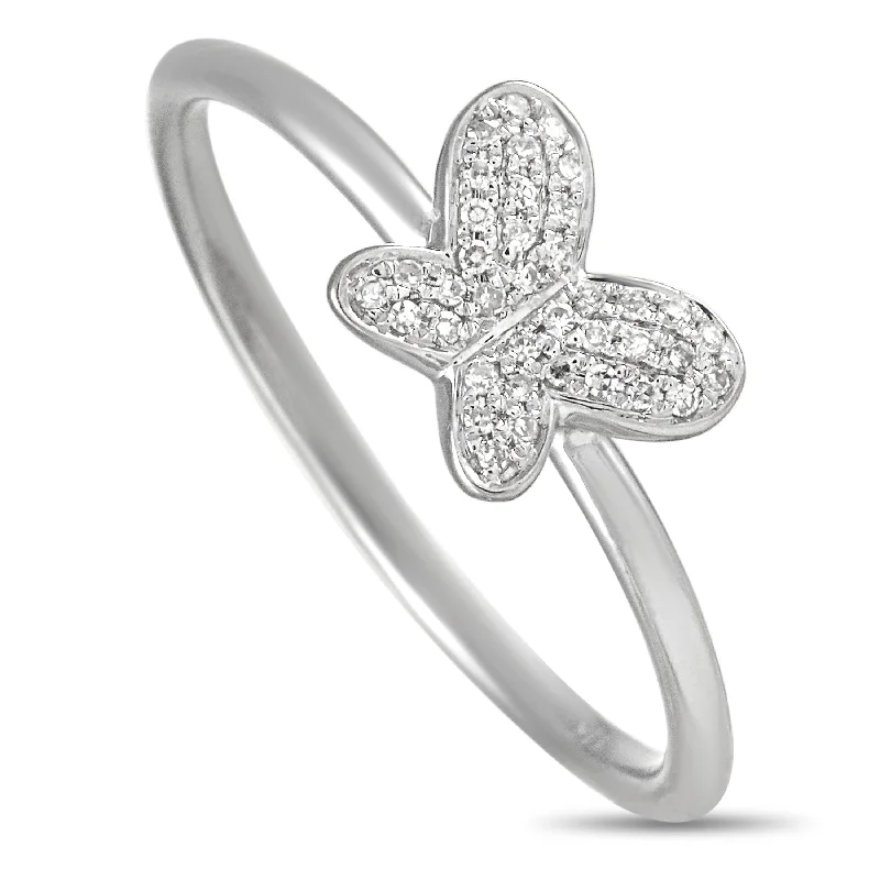 LB Exclusive 14K White Gold 0.08 ct Diamond Butterfly Ring