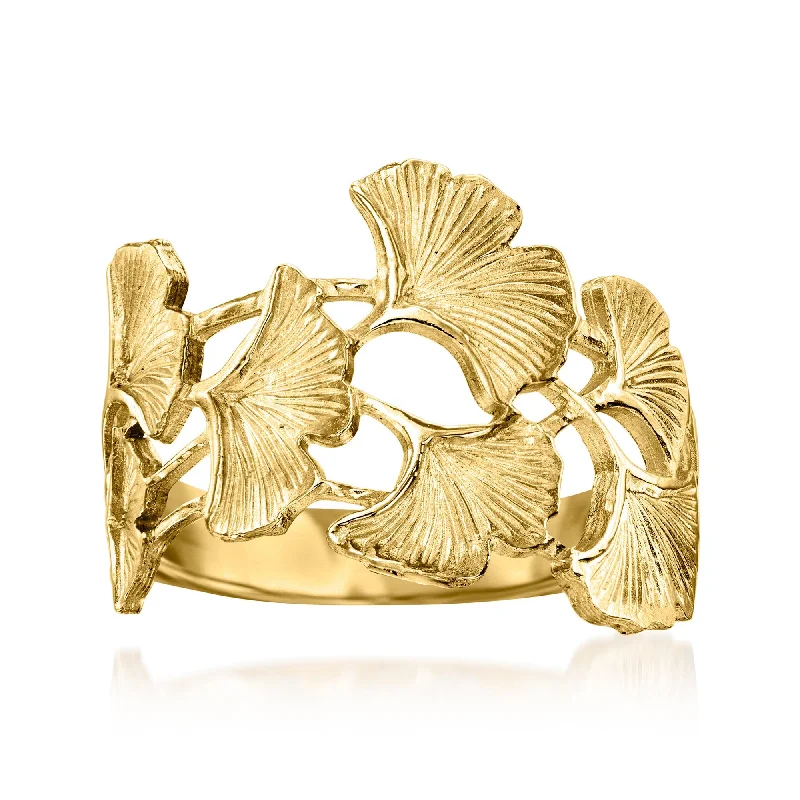 Ross-Simons Italian 14kt Yellow Gold Ginkgo Leaf Ring