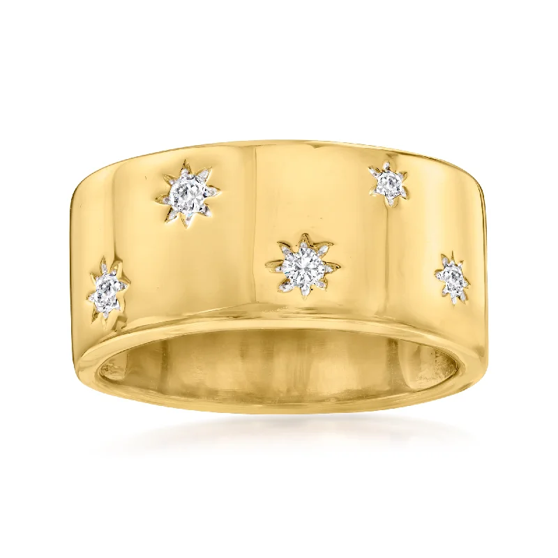 Ross-Simons Diamond Star Ring in 18kt Gold Over Sterling