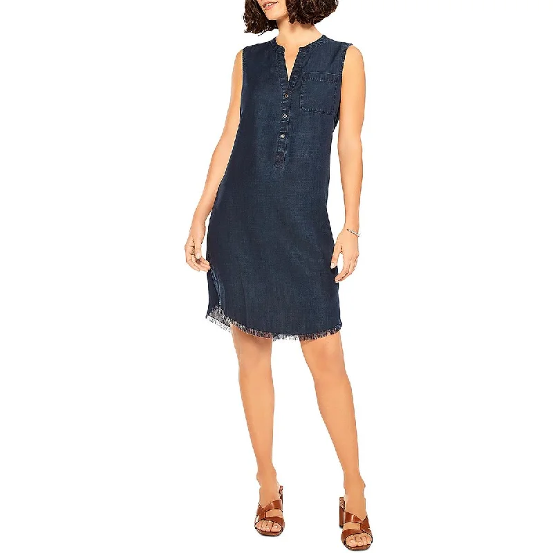 Nic + Zoe Womens Chambray Sleeveless Mini Dress