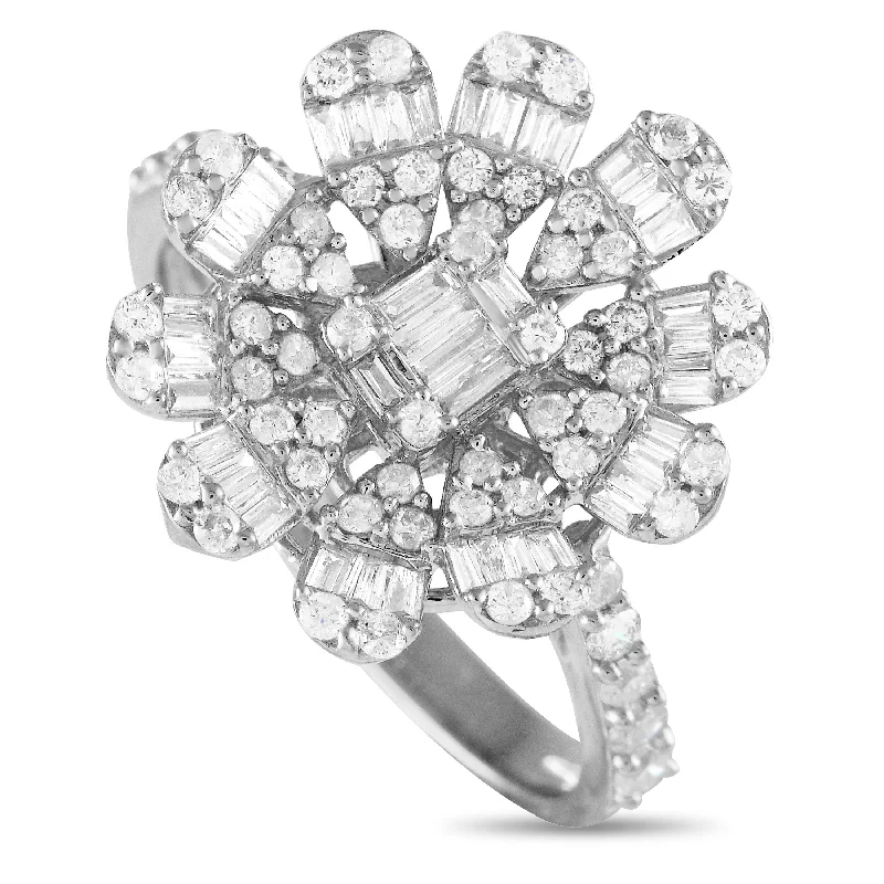 LB Exclusive 14K White Gold 1.0ct Diamond Flower Ring RN32607-W