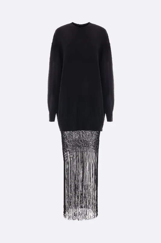 Monument knit and macramé long dress