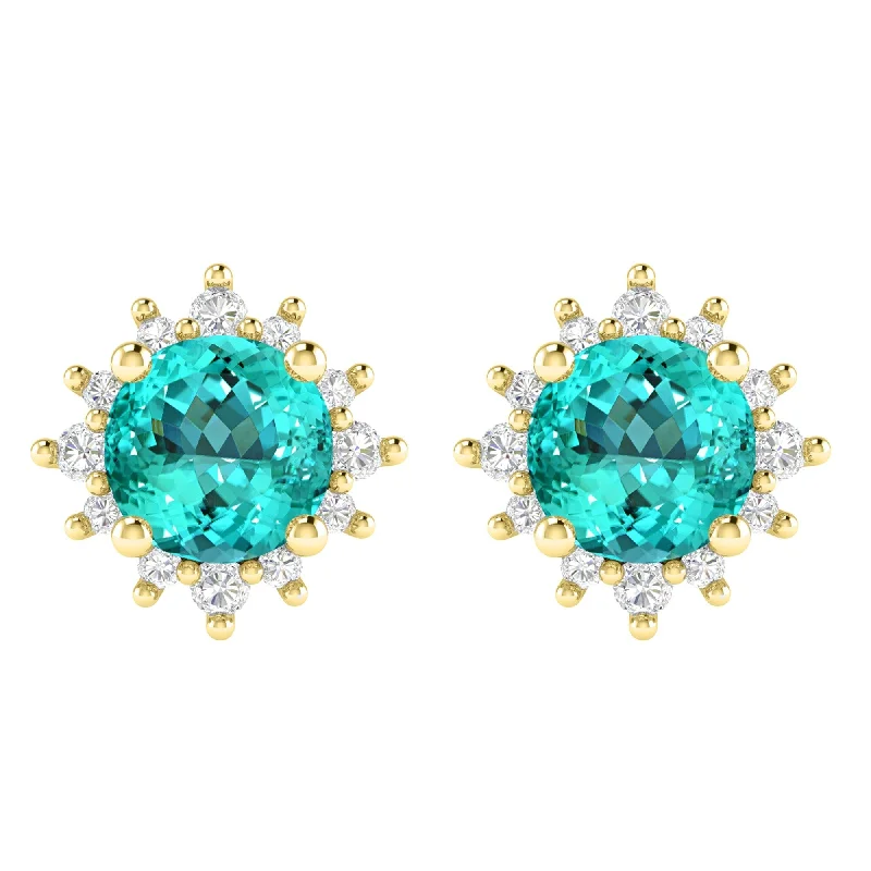 Goldover Sterling Silver Paraiba Tourmaline & White Topaz Stud Earring