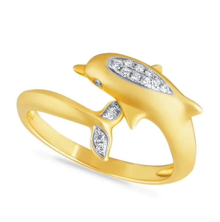 14K DIAMOND DOLPHIN RING