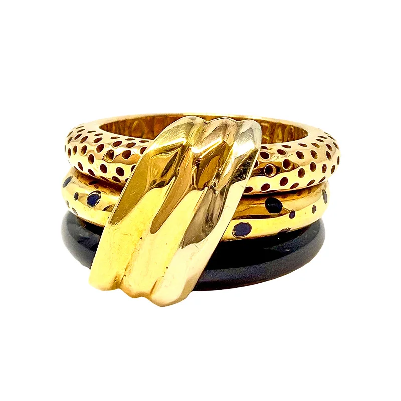 La Nouvelle Bague 18K Gold Enamel 3 Band Ring