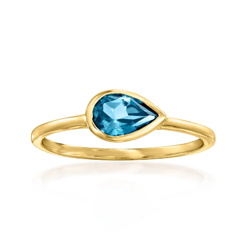 RS Pure by Ross-Simons London Blue Topaz Ring in 14kt Yellow Gold