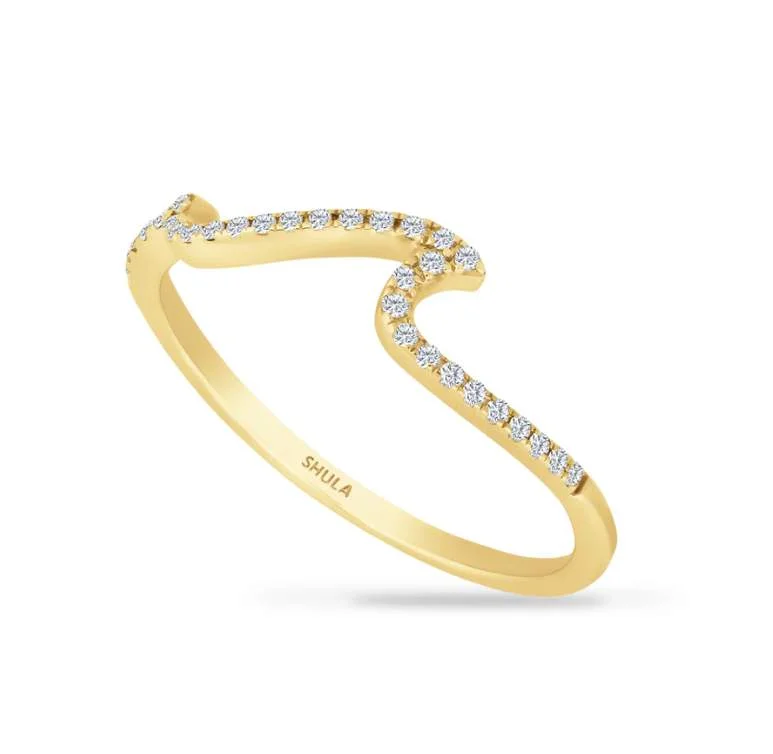 14K WHITE WAVE DIAMOND RING