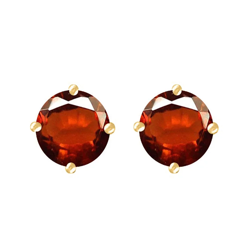 Gold Over Sterling Silver with Natural Hessonite Garnet Stud Earring