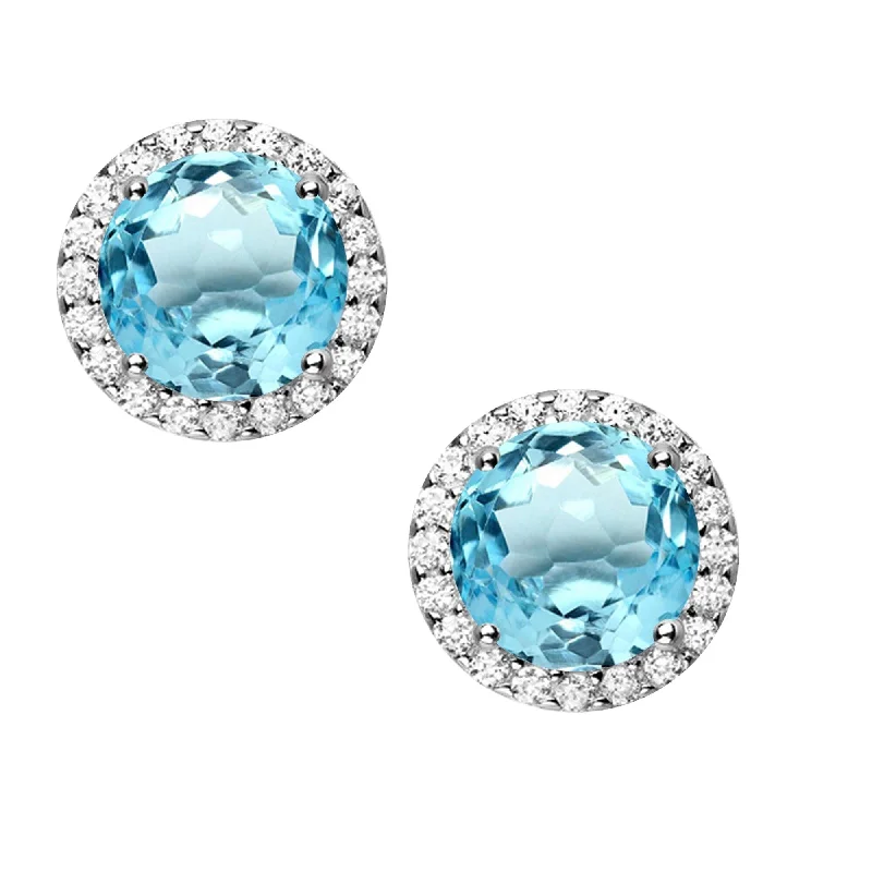 Sterling Silver with Natural Sky Blue Topaz and White Topaz Earring