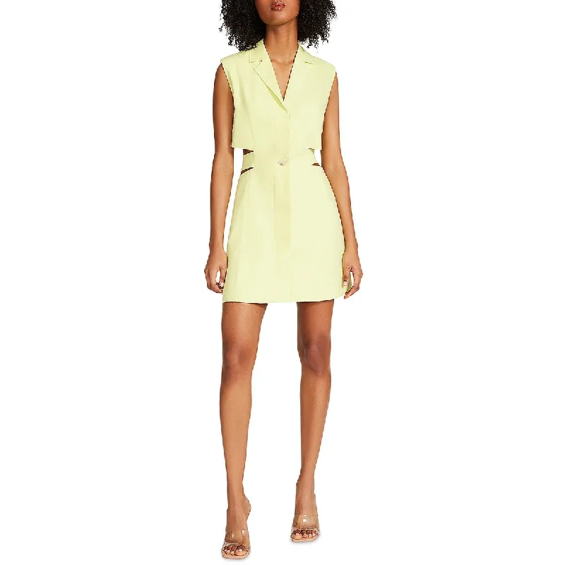 Steve Madden Womens Evan Linen Mini Shirtdress