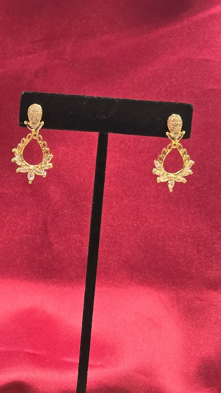 Pretty Gold Plated Earrings With Anerican Diamond