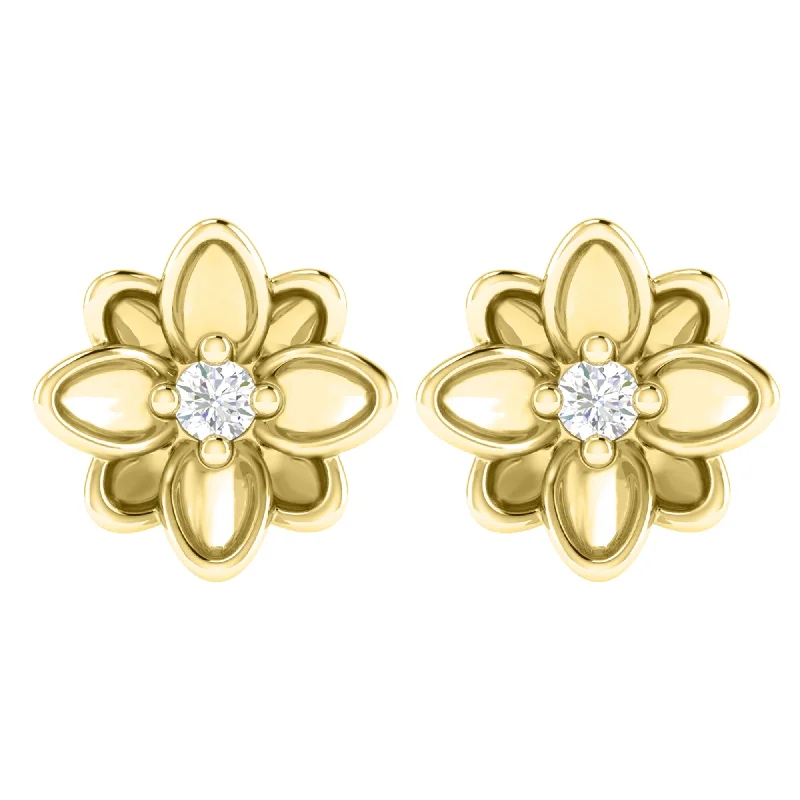 Gold Over Sterling Silver with Moissanite Flower Earring