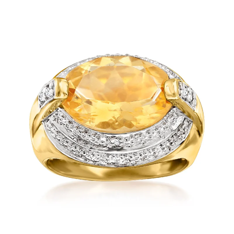 Ross-Simons Citrine Ring With White Topaz Accents in 18kt Gold Over Sterling